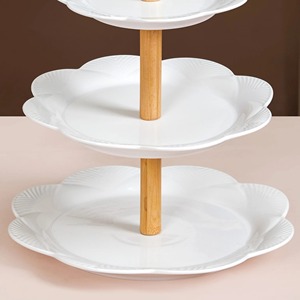 Support à dessert en céramique moderne, look élégant avec finition vernie, idéal pour la mise en scène de table contemporaine et le service de desserts, céramique élégante - Product Image 4