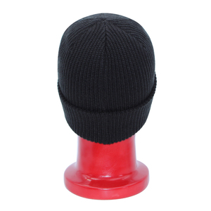 Gorro de Punto Acrílico Negro, Unisex, para Adultos, Cálido para Invierno, con Borde, Estilo Casual, Color Sólido, Tejido a Mano - Product Image 2