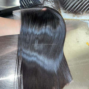 Perruque carrée lisse et droite en cheveux humains vierges vietnamiens, perruques Lace Front à pointes épaisses / Dentelle française sans colle - Product Image 4