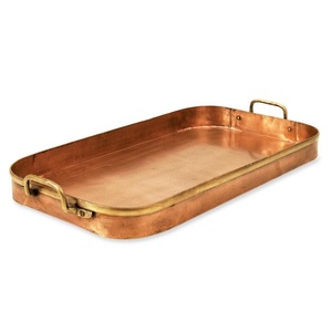 Rectangle Shape Good Finishing Pure Copper <b>Tray</b> At Wholesale Rate Rose Gold Color Copper Food Serving Home <b>Storage</b> <b>Tray</b> - Product Image 2