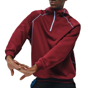 Sweat-shirt unisexe respirant à capuche épais et surdimensionné, avec fermeture éclair 1/4, uni, en promotion - Product Image 3