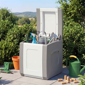 27-Gallon Outdoor <b>Waterproof</b> Patio <b>Storage</b> <b>Box</b> PP Deck Deck with Side Handles and Dual Tone Design Gray Color - Product Image 1