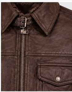 Chaqueta táctica de cuero para hombre con cuello vuelto - Product Image 5