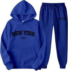 Ensemble de survêtement vintage personnalisé pour homme, deux pièces, style New York, en molleton uni, pour automne et hiver, avec sweat à capuche et pantalon de jogging - Product Image 4