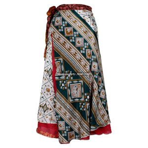 2 Layer <b>Magic</b> Classy Vintage Sari Silk Wrap Skirts 2 Layer Reversible <b>Magic</b> Silk Saris Wrap Long Skirt Sari Wrap Dress <b>Beach</b> - Product Image 2