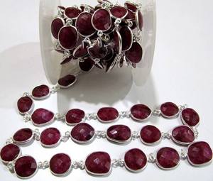 Chaîne de connecteurs en rubis de forme irrégulière, 1 pied, 12x15mm, avec serti pour pierres précieuses - Product Image 2