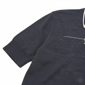 Camiseta de punto de manga corta para hombre, 100% algodón, con cremallera de un cuarto, texturizada, ajustada, informal, 220g, superventas 2026 - Product Image 5