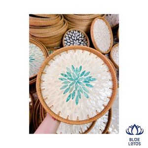 BEST SELLER <b>Eco</b> Friendly Rattan Mosaic Tray Handmade Wicker Serving Basket Decorative Table Decor Wholesale - Product Image 1