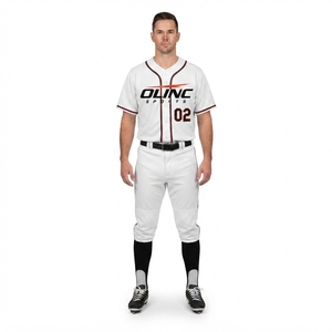 Custom Baseball Uniforms Set 100% Polyester Mesh Button <b>Down</b> Jersey and <b>Pants</b> Mens Team Sports Wear OEM Logo - Product Image 1