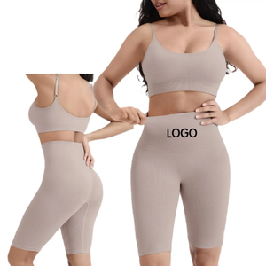Elegant 2-Piece Women's Seamless Off the shoulder Yoga <b>Bra</b> & Slim Pants Set Gym Fitness Workout Wholesale Gym Workout Women Yoga - Product Image 5