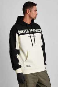 ONETEN APPARELS <b>Men's</b> Solid Color Blocking Knitted Anti-Wrinkle <b>Hoodie</b> Pullover Cotton French Terry Sweatshirt Winter Style - Product Image 5