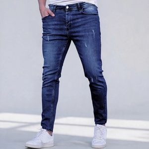 Jean en denim vintage coupe droite pour homme, en coton délavé mi-lourd, déchiré et vieilli, style décontracté Hip Hop Streetwear, motif Têtes de mort, Printemps - Product Image 1