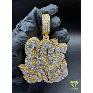 Collar con Colgante de Nombre de Bebé de los Años 80, con Diamantes de Moissanita, Estilo Hip Hop, Chapado en Oro, Joyería Personalizada, Regalo para Hombres y Mujeres - Product Image 4