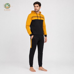 Conjunto Deportivo de Algodón para Hombre, Corte Ajustado, con Logotipo Personalizado, Chaqueta y Pantalón de Felpa, Diseño Liso, para Invierno, Venta al Por Mayor - Product Image 4