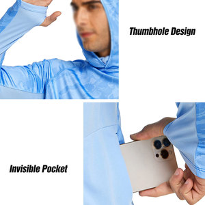 Sublimation Printing Men's Fishing Hoodie Full Sleeves <b>Thumb</b> <b>Hole</b> Design Invinsible Pocket Breathable Pullover Fishing Hoodie - Product Image 3
