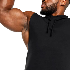 Débardeur à capuche sans manches pour homme en coton, séchage rapide, respirant, pour fitness, avec logo personnalisé, vêtements de sport de performance pour la gym - Product Image 2