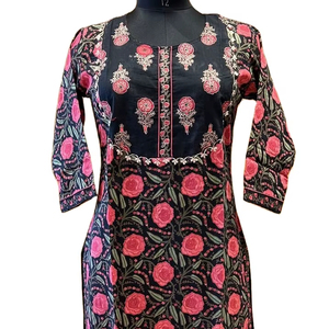 เสื้อคุर्ติแขนยาวพิมพ์ลาย ผ้าฝ้าย 100% ระบายอากาศได้ดี แห้งเร็ว ซักได้ เหมาะสำหรับใส่ทำงานในออฟฟิศ ดีไซน์เรียบง่าย สำหรับฤดูใบไม้ผลิ/ฤดูร้อน - Product Image 1