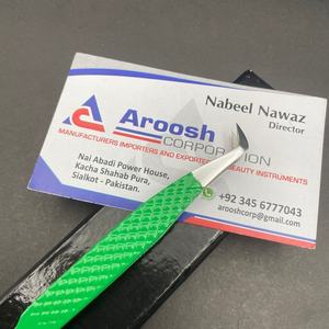 Pinzas rusas de acero inoxidable de alta calidad con empuñadura de diamante Logotipo verde personalizado Pinzas de pestañas sostenibles Punta puntiaguda - Product Image 1