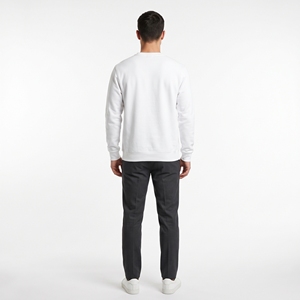 <b>White</b> Men's Crew Neck <b>Sweatshirt</b> Regular Fit Lined Design Breathable Eco-Friendly Casual Knitted Cotton Pullover Spring Style - Product Image 4