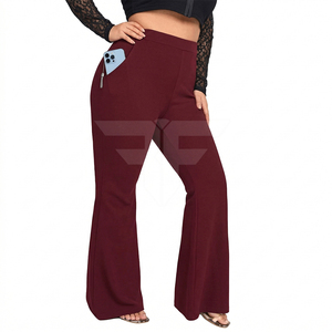 กางเกงโยคะเอวสูง ระบายอากาศได้ดี กันน้ำ ขอบรุ่ย มีกระเป๋า ไซส์ 1XL-5XL ไซส์ใหญ่ ลายเรียบ ยืดหยุ่นสูง สไตล์ลำลอง ทรงขาบาน - Product Image 1