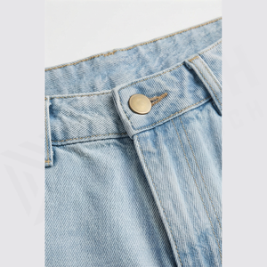 Jean en denim coupe droite délavé clair pour homme, taille haute, coupe classique, en coton, style décontracté, pantalon de printemps - Product Image 4