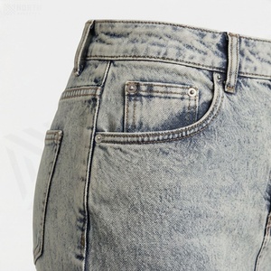 High Waist Women Denim Pencil Skirt Knee-Length Solid Color With Front Slit All Seasons Style - Product Image 5