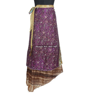 Nueva Falda Larga de Seda Sari de Diseño Envolvente de 38 Pulgadas, Falda Mágica Reversible de Seda Vintage, Vestido Halter Tubo Estilo Hippie - Product Image 5