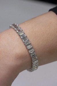 Elegant Emerald Cut Diamond <b>Bracelet</b> in White Gold Minimal Luxury Tennis <b>Bracelet</b> for Women Timeless Fine Jewelry Gift for Her - Product Image 2