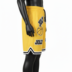 Pantalones Cortos de Baloncesto de Felpa de Algodón Premium de 320 GSM con Lavado Ácido, Estilo Vintage, Color Mostaza, Parche de Chenilla, Logotipo Personalizado - Product Image 3