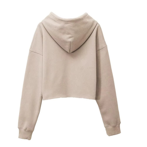 เสื้อสเวตเชิ้ตโอเวอร์ไซส์แบบครอป ผ้าฝ้าย 100% เสื้อสเวตเตอร์เรียบง่าย แขนยาว ระบายอากาศได้ดีสำหรับผู้หญิง เหมาะสำหรับฤดูหนาว มีฮู้ด - Product Image 2