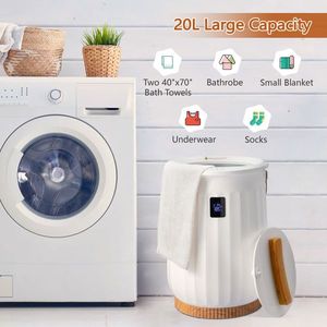 Asciugamani Elettrico da 20L con Display LCD, Bordo Bianco e Giallo, Manico Effetto Legno, Temperatura Massima 130°C, Attrezzatura per Asciugatura - Product Image 4