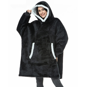 Sudadera con Capucha Extra Grande de Mezcla de Algodón Suave para Mujer, Color Sólido, Forro Polar, Manga Larga, Estilo Manta para Invierno - Product Image 2