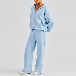 One Stop Custom Oversized Fit Two Piece Hoodie Sweatpants Sets Solid Color Sports Tracksuit <b>Women</b> Sets Jogger Sets <b>Sweatsuits</b> - Product Image 1