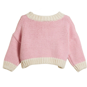 Cardigan en tricot rose et neutre pour bébé, en acrylique doux, à manches longues, boutonné devant, pour nouveau-né, nourrisson, tout-petit, filles - Product Image 2