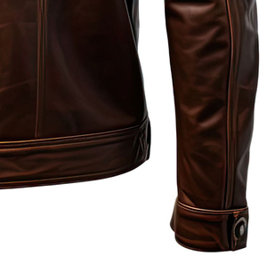 Veste de moto en cuir véritable et toile coupe-vent à capuche pour homme, couleur personnalisée, fermeture éclair, coupe classique, style hiver - Product Image 4