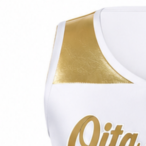 Maillot de cheerleading sans manches sublimé or blanc, tenue de sport athlétique pour l'entraînement et la compétition - Product Image 4