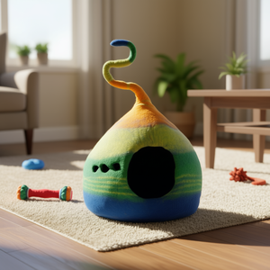 Maison pour chat en feutre multicolore, produit promotionnel pour animaux de compagnie - Product Image 3
