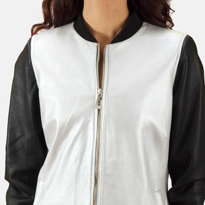 Women Real Leather Jacket New Design Style Wholesale Windproof Genuine Leather <b>Zipper</b> up Women's Shearling Leather Jacket - Product Image 5