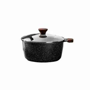 Olla de Cocina de Aluminio con Revestimiento de Granito y Tapa de Vidrio, Olla Profunda Antiadherente para Sopa, Cacerola con Asas, Utensilios de Cocina - Product Image 3