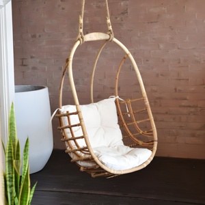 Muebles naturales para exteriores, decoración para el hogar, silla colgante de ratán, hamaca en forma de media luna, sillas columpio. - Product Image 3