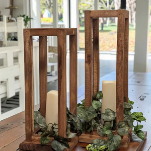 Custom Eco-Friendly Farmhouse Wedding Centerpiece Candle <b>Lantern</b> <b>Wooden</b> Tealight Holder by MULTI CRAFT - Product Image 4