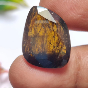 Turmalina gris oscuro facetada natural, piedra suelta para joyería premium, corte elegante, certificada por terceros - Product Image 1