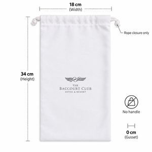 Pochette à cordon en coton recyclé 220 GSM, plate, 18 x 34 cm, pour rangement sèche-cheveux, fermeture en corde naturelle, logo personnalisé, usage hôtelier, vente en gros - Product Image 4