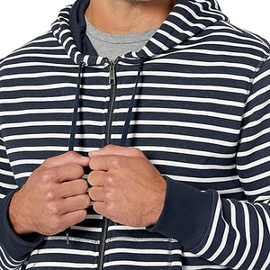 Sudadera con Capucha y Cierre de Cremallera para Hombre, Diseño a Rayas, Corte Regular, Estilo Casual para Otoño, 100% Algodón Tejido Transpirable - Product Image 4