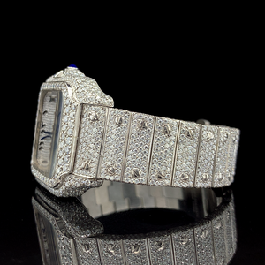 Luxury Iced <b>Watch</b> VVS Moissanite Diamond Fully Paved Arabic Dial Square <b>Case</b> Stainless Steel Bracelet Mechanical Movement <b>Watch</b> - Product Image 2