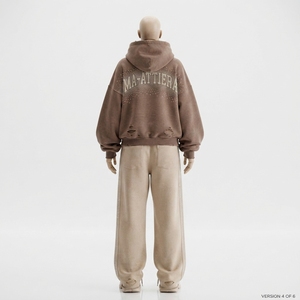 Conjunto de chándal oversize para mujer: Sudadera con capucha de forro polar y pantalones jogger, estilo casual urbano con estampado de letras y pedrería - Product Image 4