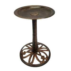 Bain d'oiseaux solaire en verre avec motif floral vert, éclairé, pour jardin extérieur, mangeoire pour oiseaux sauvages, décoration paysagère - Product Image 1