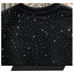 2026 Unisex T-Shirts Rhinestone High Quality Cotton Breathable Sparkly Graphic Eco-Friendly Streetwear Summer Short Plus Size - Product Image 2