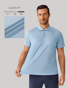 Polo en piqué bleu clair à manches courtes pour homme, coupe classique, couleur unie, boutons sur le devant, haut décontracté en coton tricoté - Product Image 4