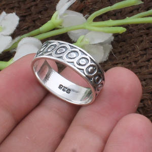 Anillo de Plata de Ley 925 Hecho a Mano, Diseño Artesanal Minimalista con Cuentas, Anillo de Boda, Joyería con Sello S925, Venta al Por Mayor - Product Image 2